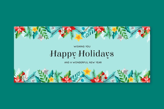 Free vector watercolor happy holidays horizontal banner