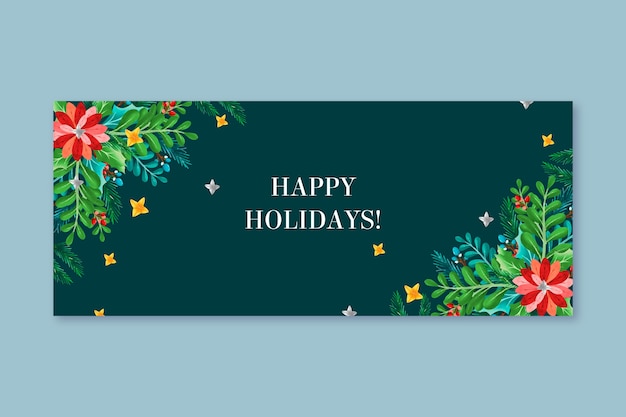 Free vector watercolor happy holidays horizontal banner