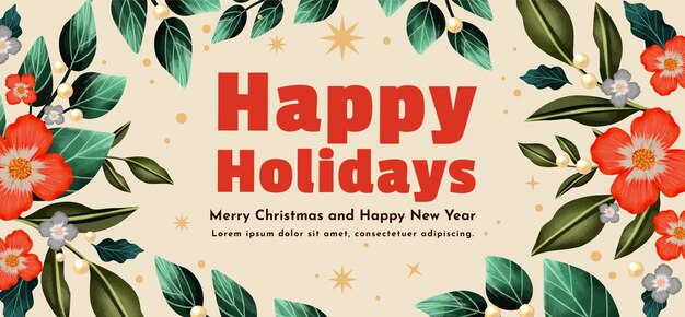 Free Vector watercolor happy holidays horizontal banner
