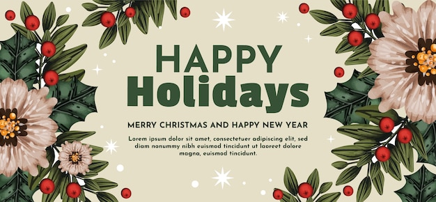 Free Vector | Watercolor happy holidays horizontal banner