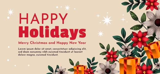 Free vector watercolor happy holidays horizontal banner