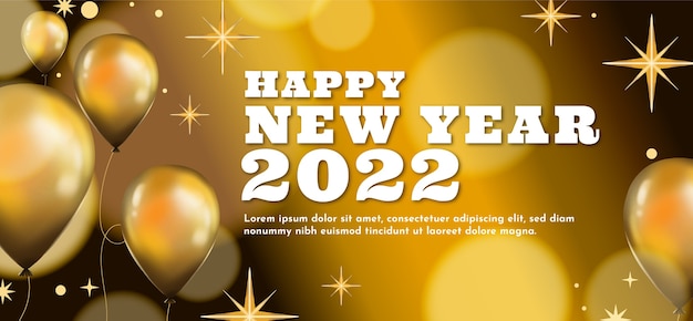 Watercolor happy new year 2022 horizontal banner