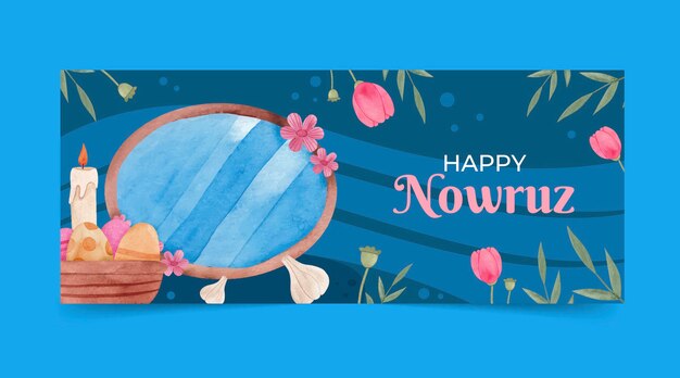 Free vector watercolor happy nowruz horizontal banner