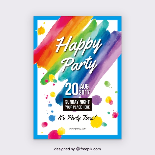 Watercolor happy party poster