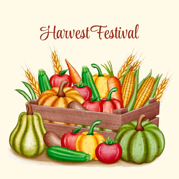 Free vector watercolor harvest festival celebration illustration