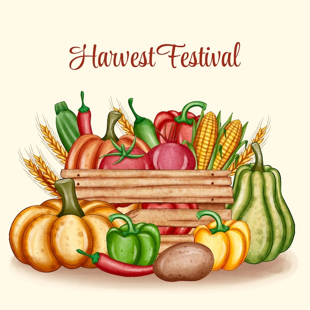 Free vector watercolor harvest festival celebration illustration