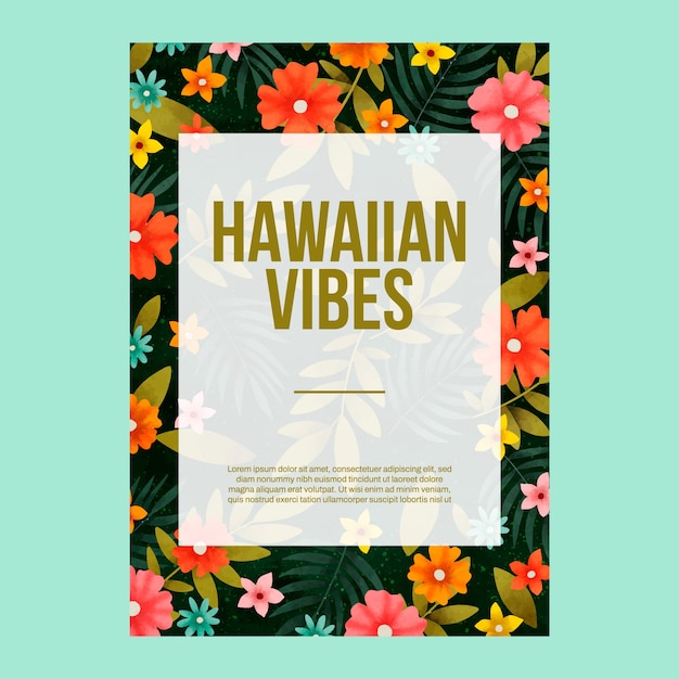 Free vector watercolor hawaiian aesthetic poster