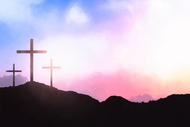 Watercolor he is risen illustration