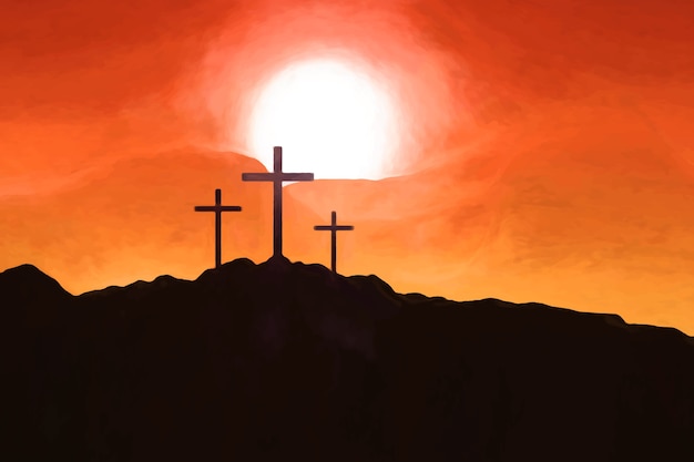 Watercolor he is risen illustration