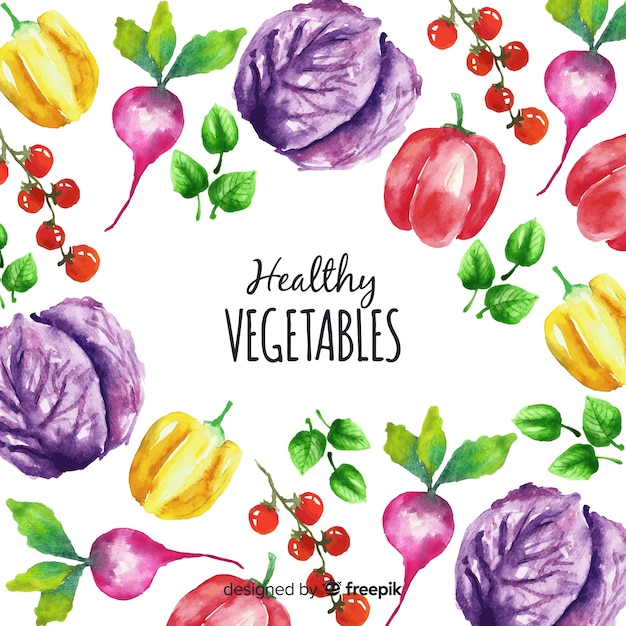 Watercolor healthy food background