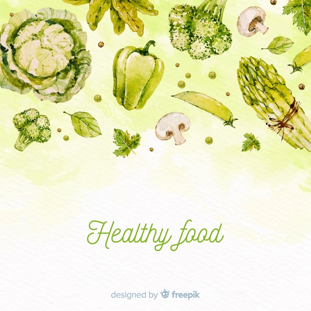 Watercolor healthy food background