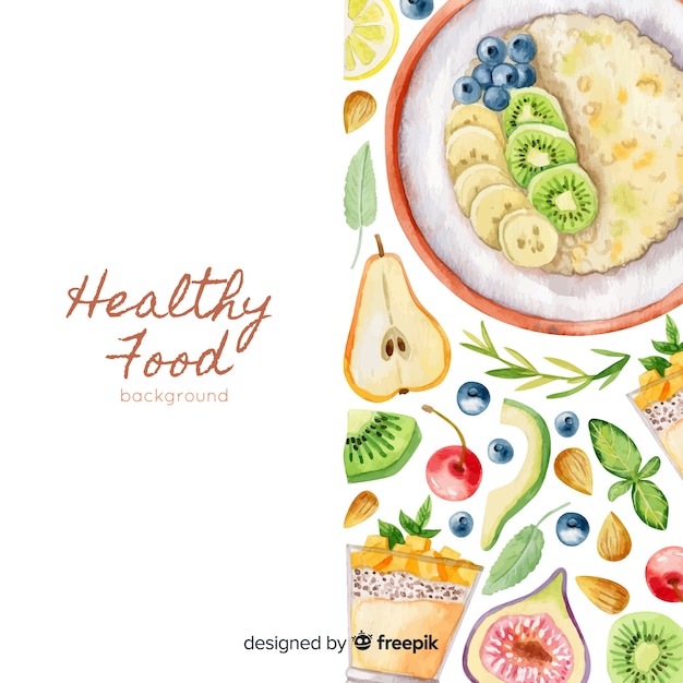 Free vector watercolor healthy food background