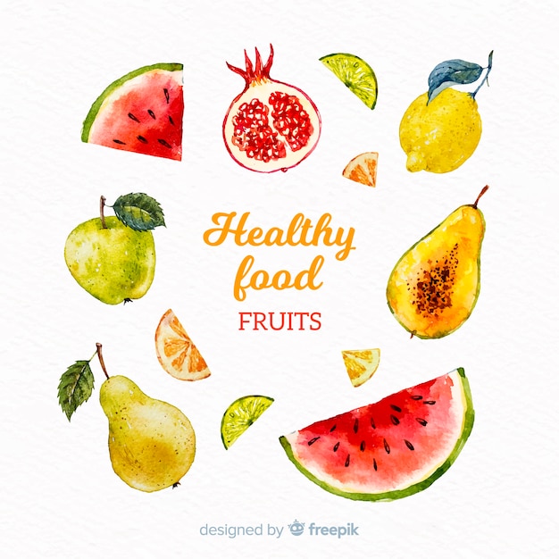 Free vector watercolor healthy food pack