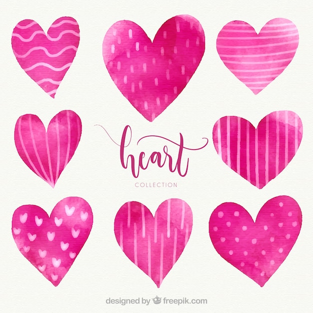 Watercolor heart collection