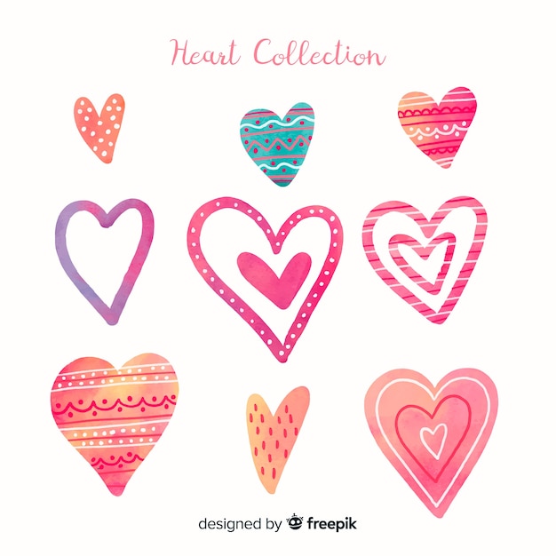 Free vector watercolor heart collection