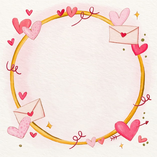 Free vector watercolor hearts border and frame