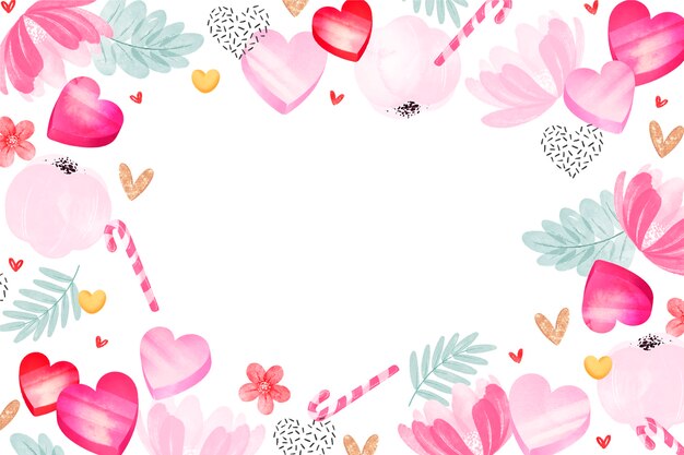 Watercolor hearts border