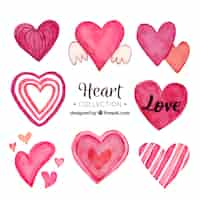 Free vector watercolor hearts collection