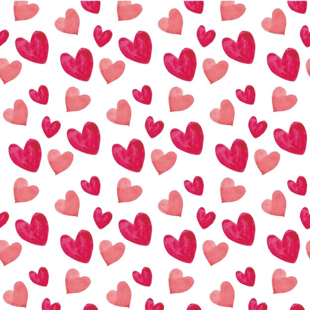 Watercolor hearts seamless pattern