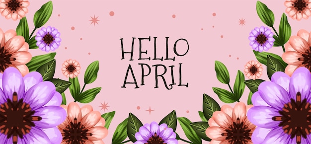 Free vector watercolor hello april banner and background