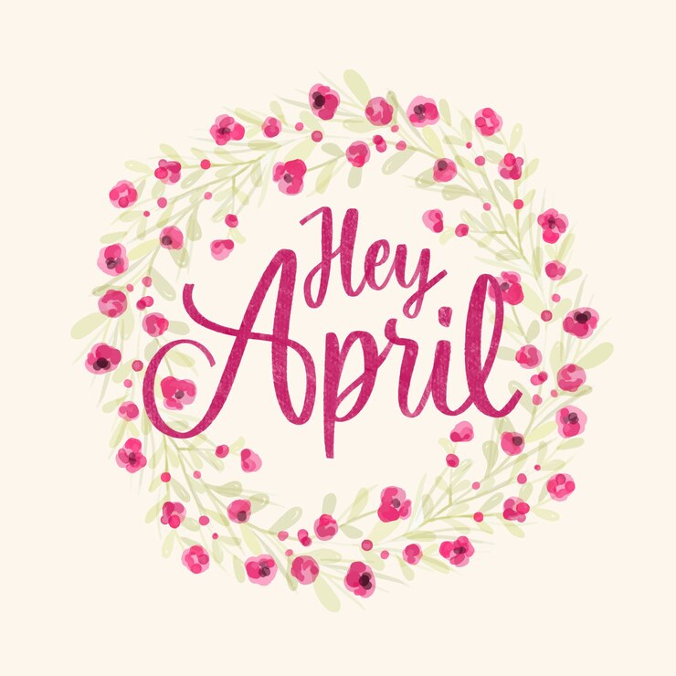 Free Vector watercolor hello april lettering