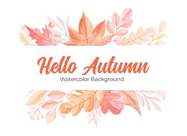 Free vector watercolor hello autumn background with leaves