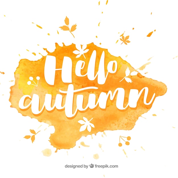 Watercolor hello autumn composition