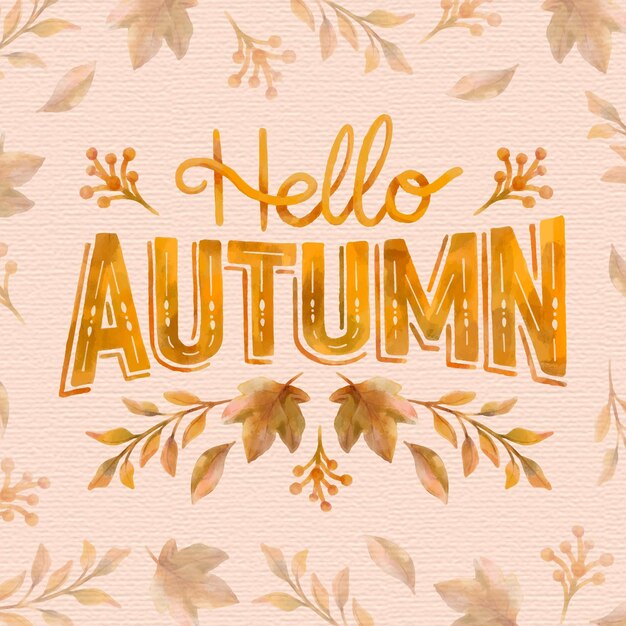 Free vector watercolor hello autumn lettering