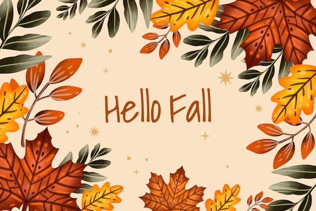 Watercolor hello fall background