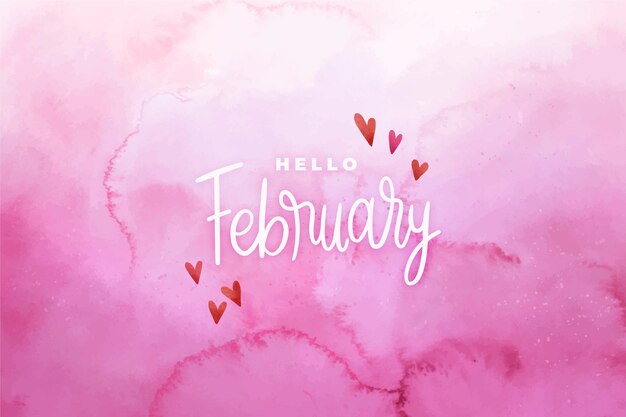 Watercolor hello february background