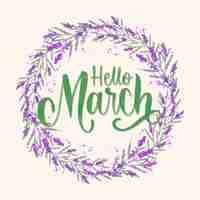 Free vector watercolor hello march lettering