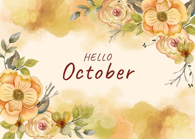 Free vector watercolor hello october background for autumn celebration