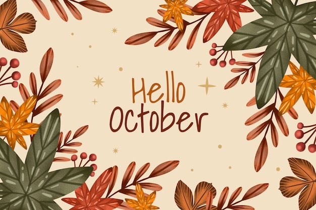 Watercolor hello october background