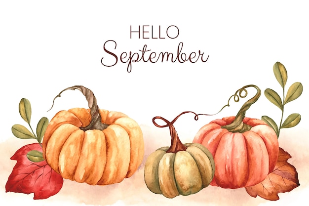 Free vector watercolor hello september background