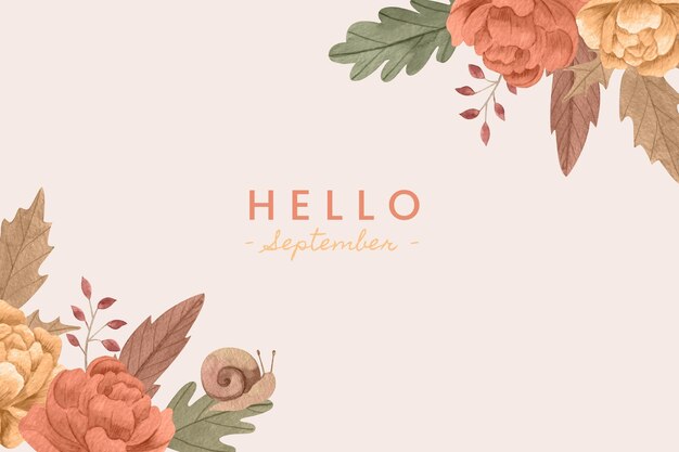 Watercolor hello september background