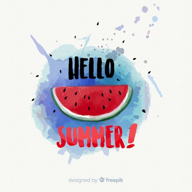 Watercolor hello summer background