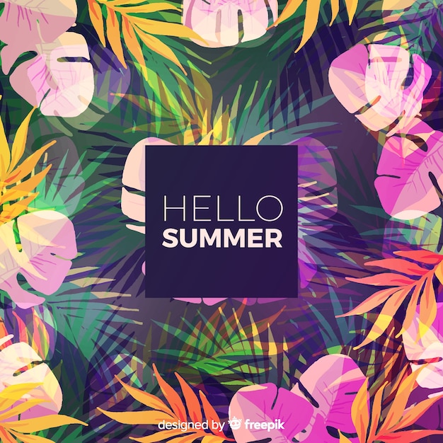 Watercolor hello summer background