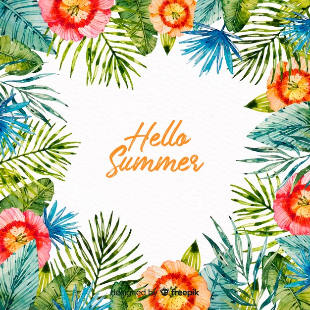 Free vector watercolor hello summer background