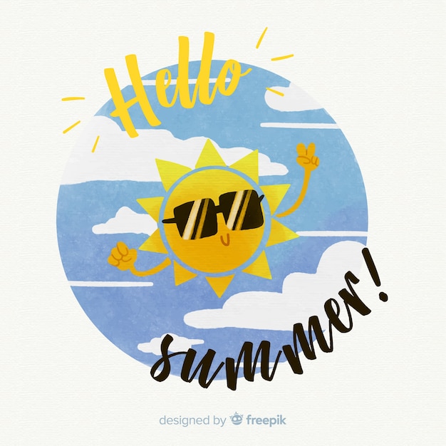 Free Vector watercolor hello summer background