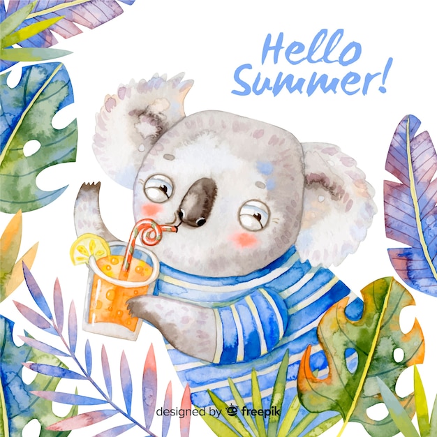 Watercolor hello summer background