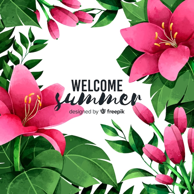 Watercolor hello summer background