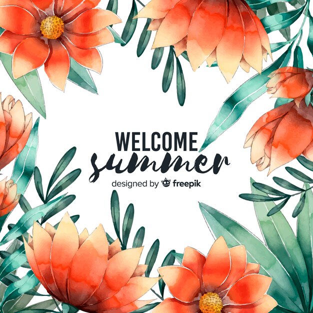 watercolor hello summer background