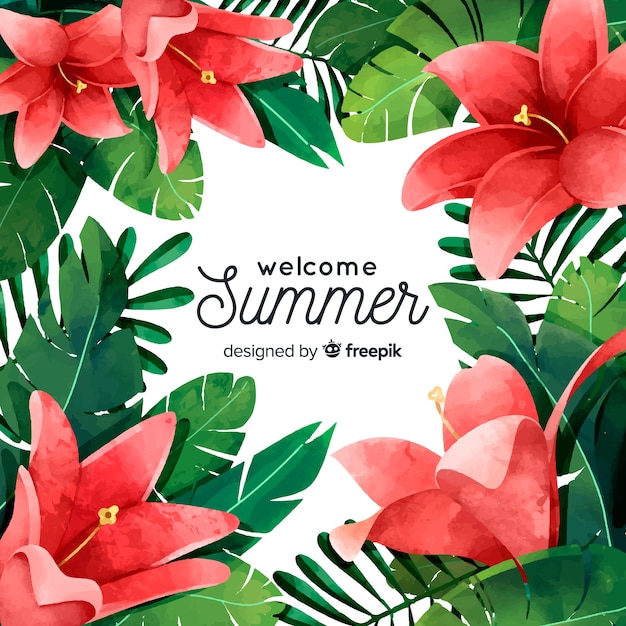 Watercolor hello summer background