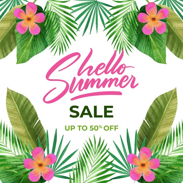 Watercolor hello summer sale