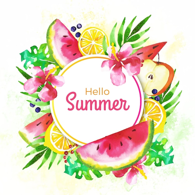 Free vector watercolor hello summer