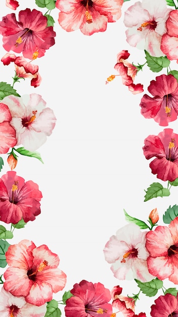 Free vector watercolor hibiscus mobile wallpaper