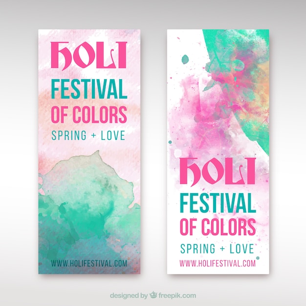 Free vector watercolor holi banners