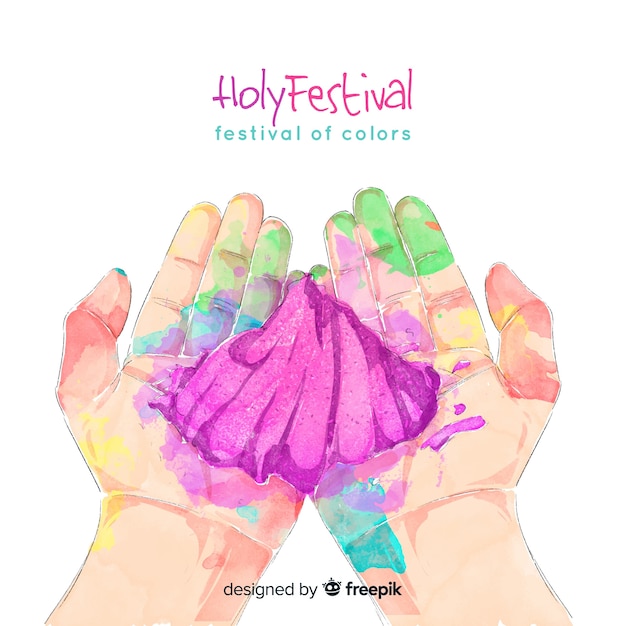 Watercolor holi festival background