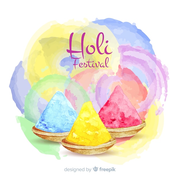 수채화 Holi 축제 배경