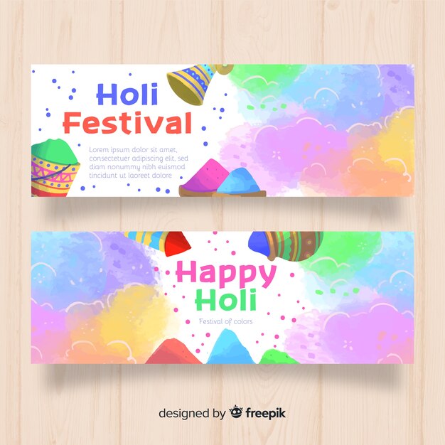 수채화 holi 축제 배너